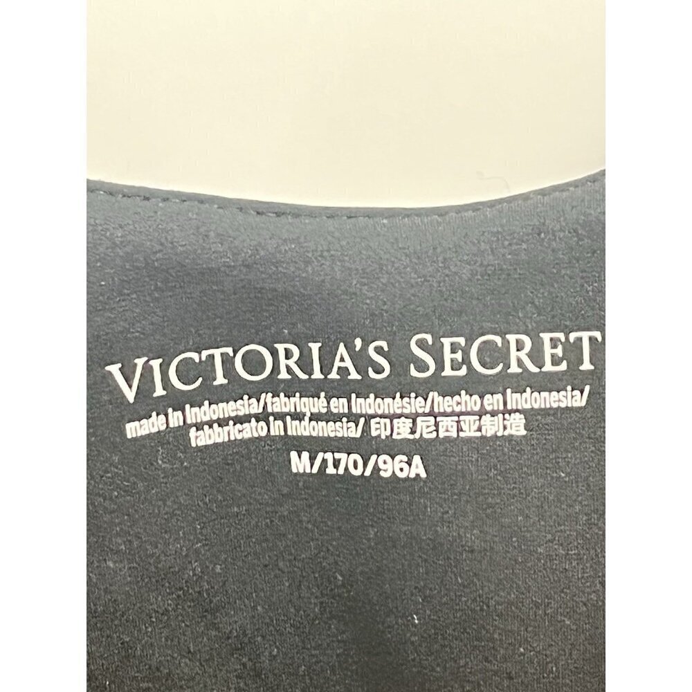 Victorias Secret Black Velvet Ribbed Mini Slip Dress Goth Sz Medium 90s babydoll - Picture 4 of 6